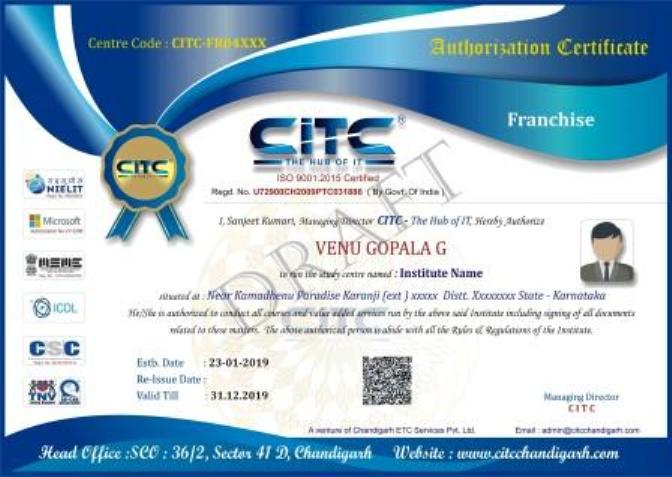 CITC Franchise Certificate